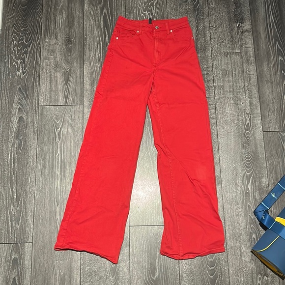 Red Jeans Wide Leg - Picture 1 of 5